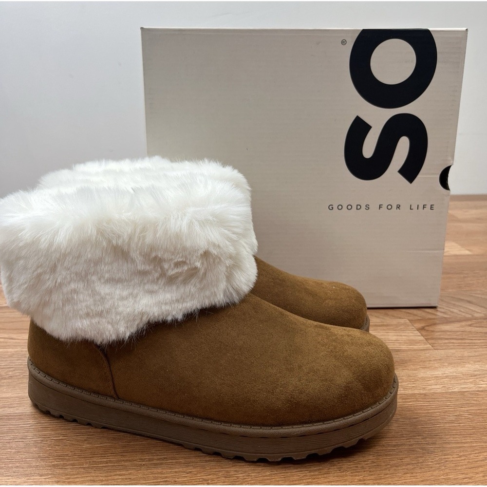 SO Coatimundi Faux Fur Women's Boots in Chestnut Size 9‎ NEW